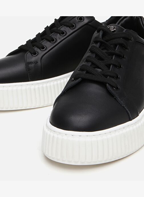 Erkek Deri Siyah Yüksek Tabanlı Spor Ayakkabı - Görsel 4