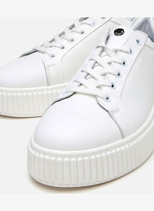 Erkek Deri Beyaz Yüksek Tabanlı Spor Ayakkabı - Görsel 4