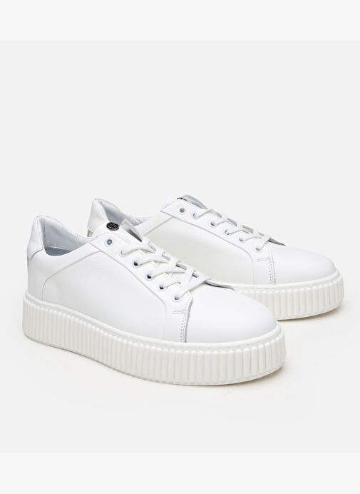 Erkek Deri Beyaz Yüksek Tabanlı Spor Ayakkabı - Görsel 3