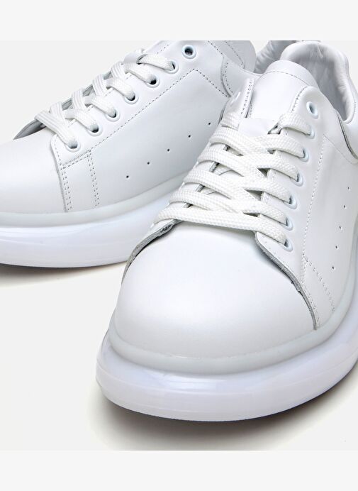 Erkek Deri Beyaz Spor Ayakkabı - Görsel 4