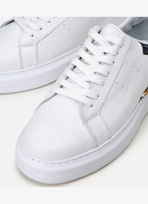 Erkek Deri Beyaz Hafif Tabanlı Spor Ayakkabı - Görsel 4
