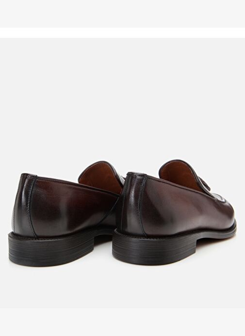 Erkek Deri Kahverengi Püskül Detaylı Klasik Loafer - Görsel 7