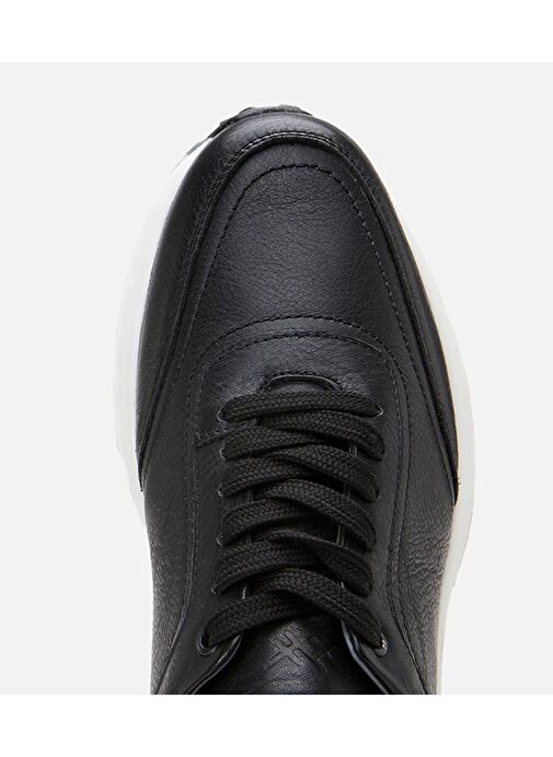 Erkek Deri Siyah Yumuşak Tabanlı Spor Ayakkabı - Görsel 5