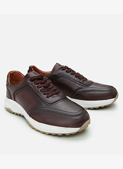 Erkek Deri Kahverengi Yumuşak Tabanlı Spor Ayakkabı - Görsel 3