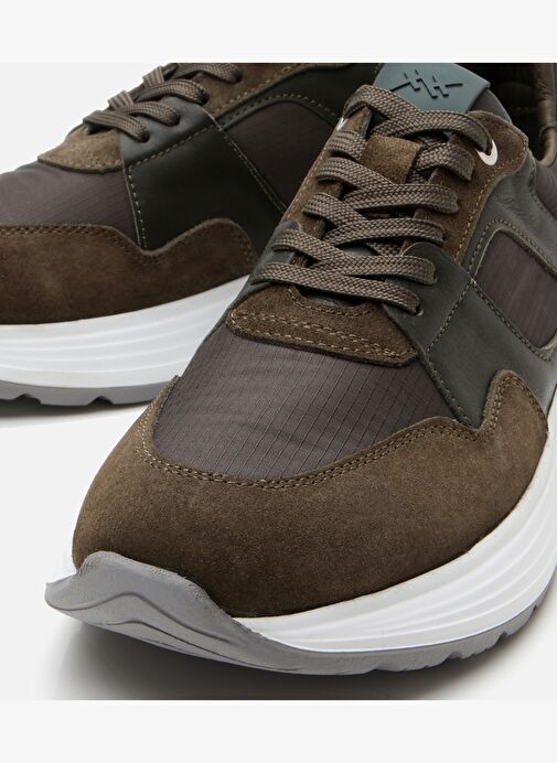 Erkek Süet Deri Haki Hafif Tabanlı Spor Ayakkabı - Görsel 4