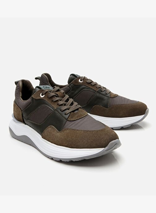 Erkek Süet Deri Haki Hafif Tabanlı Spor Ayakkabı - Görsel 3