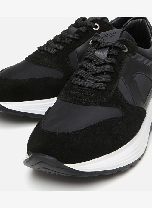 Erkek Süet Deri Siyah Hafif Tabanlı Spor Ayakkabı - Görsel 4