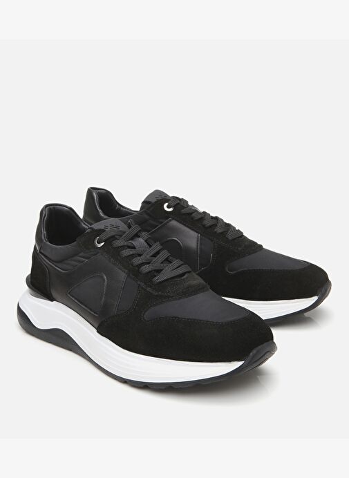 Erkek Süet Deri Siyah Hafif Tabanlı Spor Ayakkabı - Görsel 3
