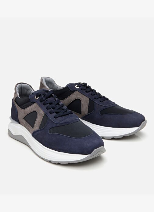 Erkek Süet Deri Lacivert Hafif Tabanlı Spor Ayakkabı - Görsel 3