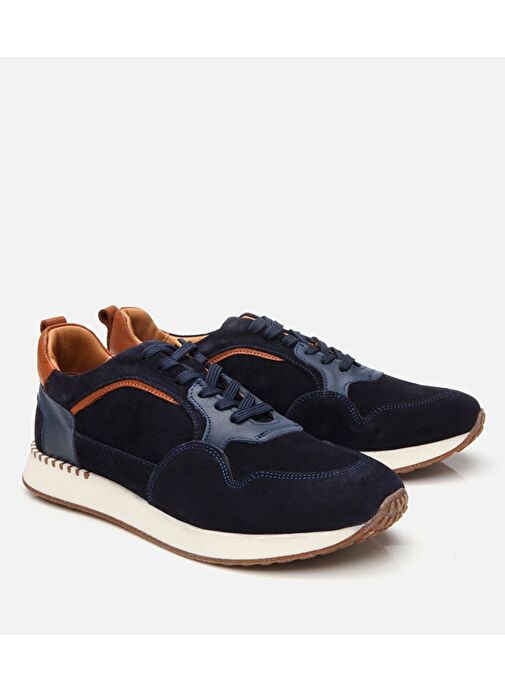 Erkek Süet Deri Lacivert Spor Ayakkabı - Görsel 3