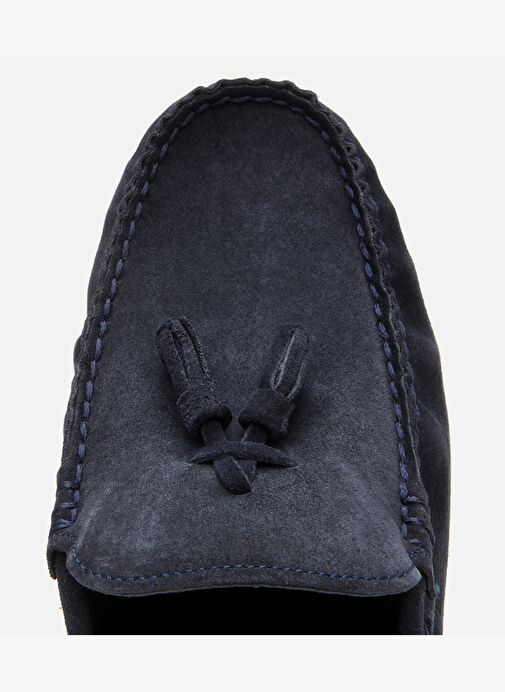 Erkek Süet Deri Lacivert Püskül Detaylı Günlük Loafer - Görsel 5