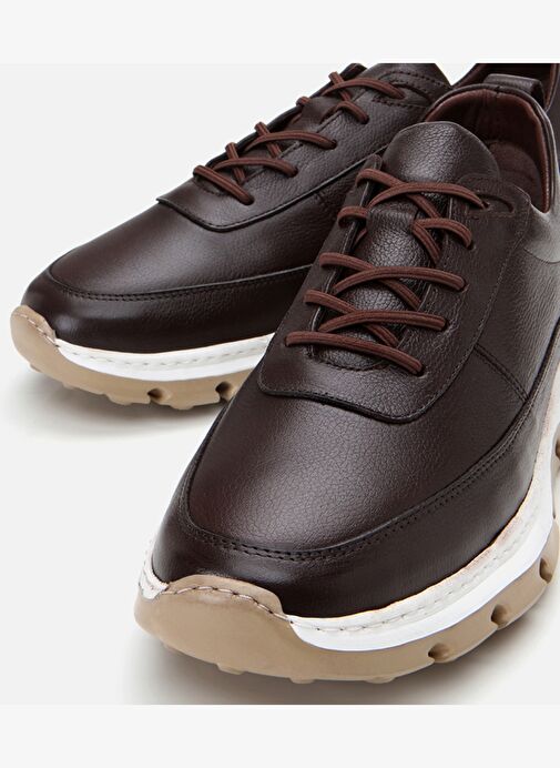 Erkek Deri Kahverengi Ultra Hafif Tabanlı Spor Ayakkabı - Görsel 4