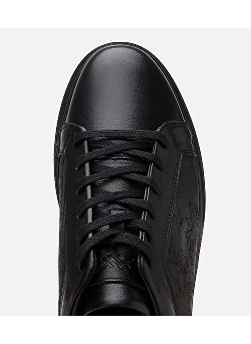 Erkek Deri Siyah Şeffaf Tabanlı Spor Ayakkabı - Görsel 5