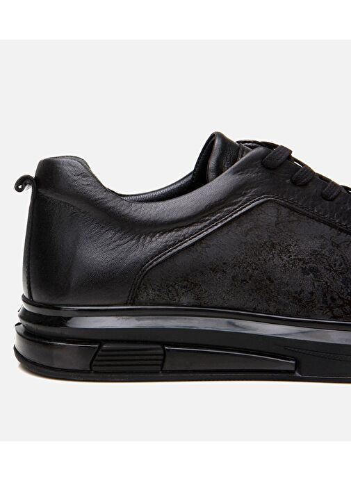 Erkek Deri Siyah Şeffaf Tabanlı Spor Ayakkabı - Görsel 6