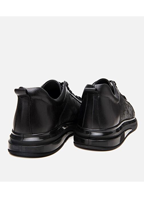 Erkek Deri Siyah Şeffaf Tabanlı Spor Ayakkabı - Görsel 7