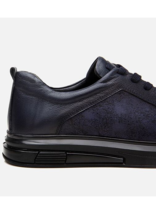 Erkek Deri Lacivert Şeffaf Tabanlı Spor Ayakkabı - Görsel 5