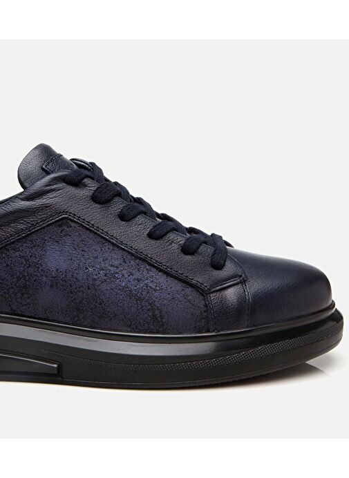 Erkek Deri Lacivert Şeffaf Tabanlı Spor Ayakkabı - Görsel 7