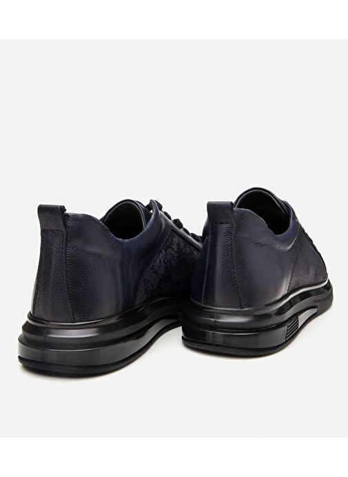 Erkek Deri Lacivert Şeffaf Tabanlı Spor Ayakkabı - Görsel 8