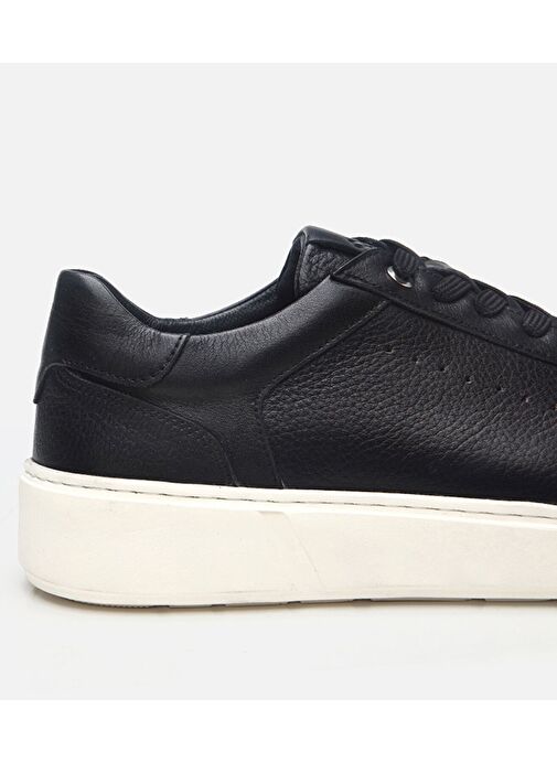 Erkek Deri Siyah Ultra Hafif Tabanlı Spor Ayakkabı - Görsel 4