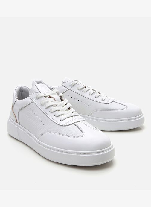 Erkek Deri Beyaz Ultra Hafif Tabanlı Spor Ayakkabı - Görsel 3