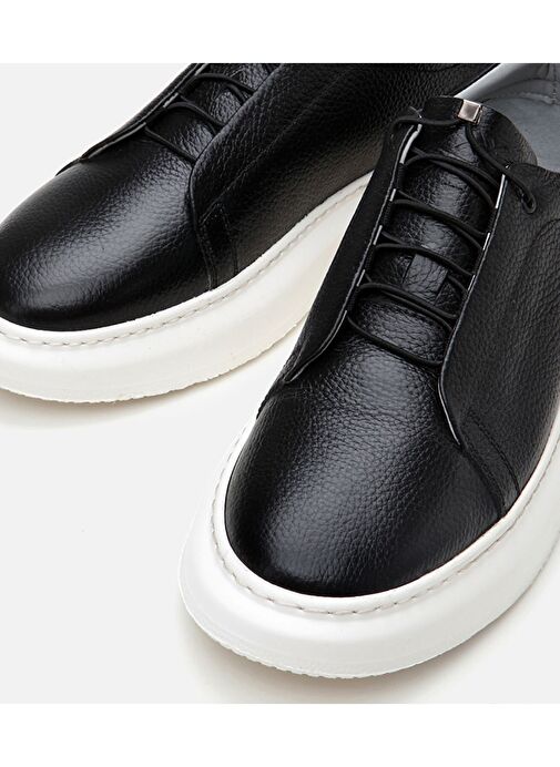 Erkek Deri Siyah Ultra Hafif Tabanlı Spor Ayakkabı - Görsel 4