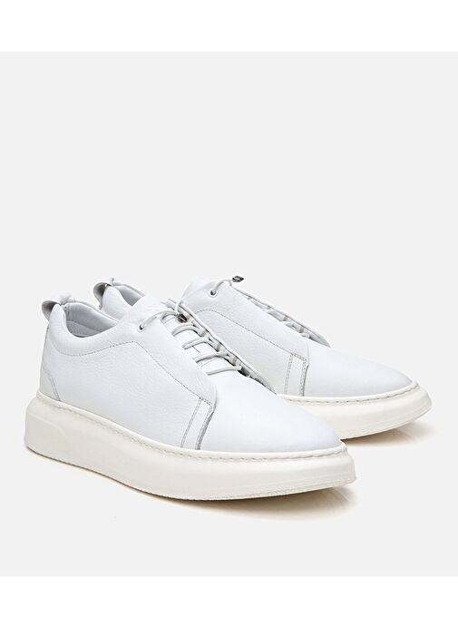 Erkek Deri Beyaz Ultra Hafif Tabanlı Spor Ayakkabı - Görsel 3