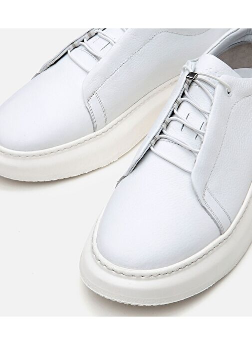 Erkek Deri Beyaz Ultra Hafif Tabanlı Spor Ayakkabı - Görsel 4