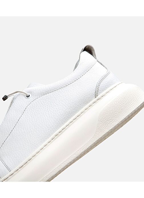 Erkek Deri Beyaz Ultra Hafif Tabanlı Spor Ayakkabı - Görsel 6