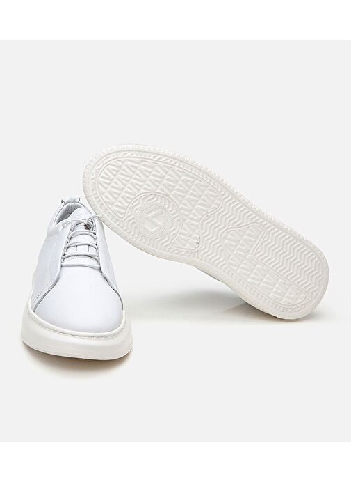 Erkek Deri Beyaz Ultra Hafif Tabanlı Spor Ayakkabı - Görsel 8