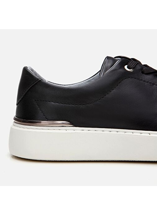 Erkek Deri Siyah Ultra Hafif Tabanlı Spor Ayakkabı - Görsel 4