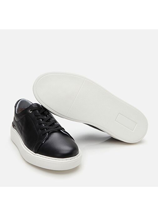 Erkek Deri Siyah Ultra Hafif Tabanlı Spor Ayakkabı - Görsel 8