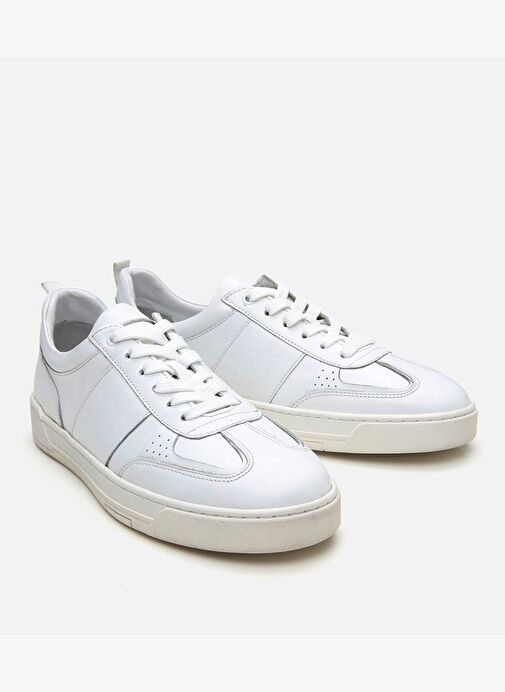 Erkek Deri Beyaz Spor Ayakkabı - Görsel 3
