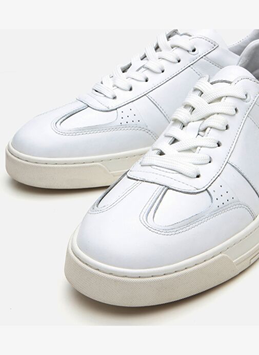 Erkek Deri Beyaz Spor Ayakkabı - Görsel 4