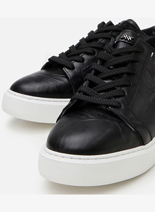 Erkek Deri Siyah Hafif Tabanlı Spor Ayakkabı - Görsel 4