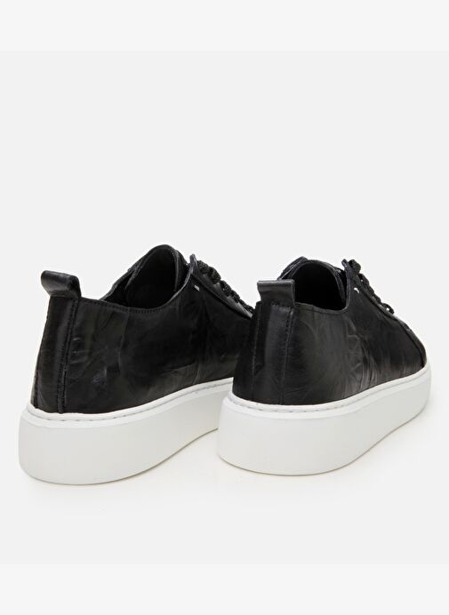 Erkek Deri Siyah Hafif Tabanlı Spor Ayakkabı - Görsel 6