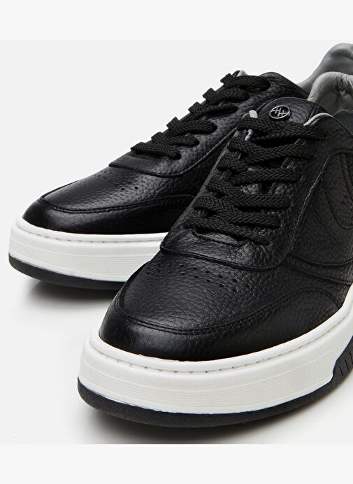 Erkek Deri Siyah Yüksek Tabanlı Spor Ayakkabı - Görsel 4