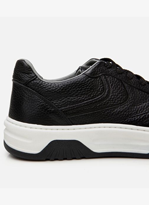 Erkek Deri Siyah Yüksek Tabanlı Spor Ayakkabı - Görsel 5