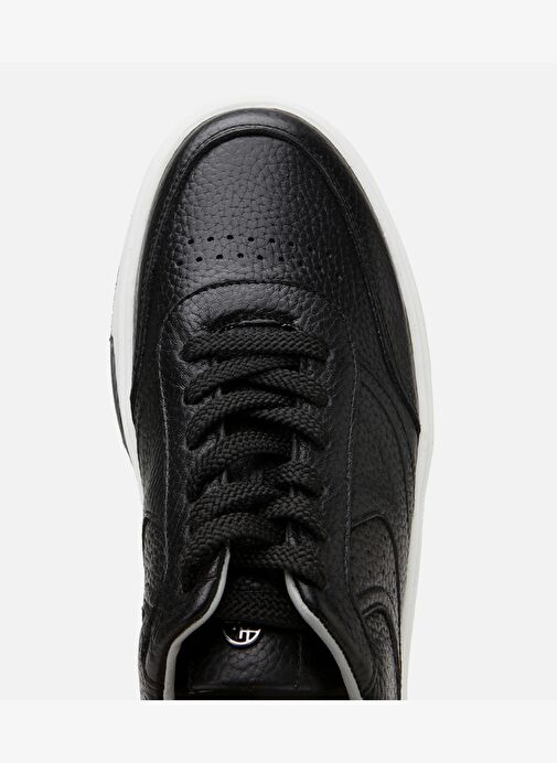 Erkek Deri Siyah Yüksek Tabanlı Spor Ayakkabı - Görsel 6