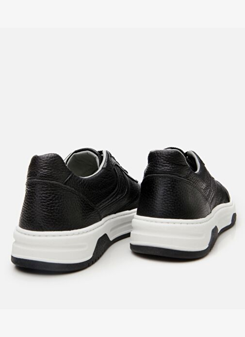 Erkek Deri Siyah Yüksek Tabanlı Spor Ayakkabı - Görsel 8