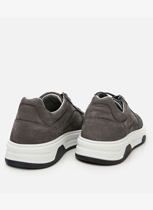 Erkek Nubuk Deri Yüksek Tabanlı Antrasit Spor Ayakkabı - Görsel 6