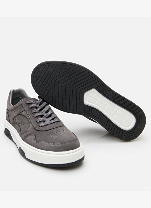Erkek Nubuk Deri Yüksek Tabanlı Antrasit Spor Ayakkabı - Görsel 7