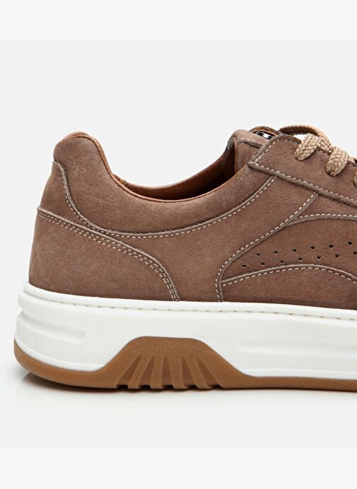 Erkek Nubuk Deri Yüksek Tabanlı Bej Spor Ayakkabı - Görsel 5