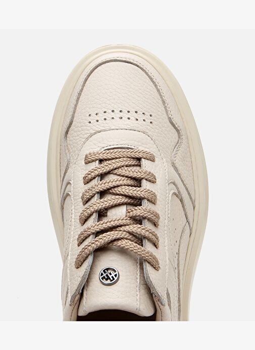 Erkek Deri Bej Yüksek Tabanlı Spor Ayakkabı - Görsel 6