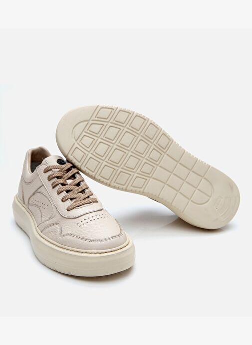 Erkek Deri Bej Yüksek Tabanlı Spor Ayakkabı - Görsel 8