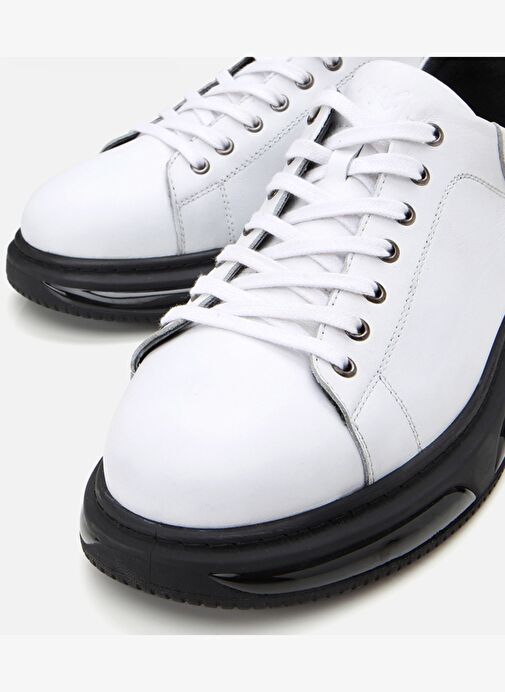 Erkek Deri Beyaz Hafif Tabanlı Spor Ayakkabı - Görsel 4
