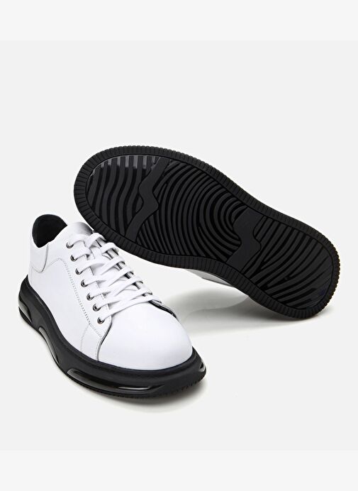 Erkek Deri Beyaz Hafif Tabanlı Spor Ayakkabı - Görsel 8