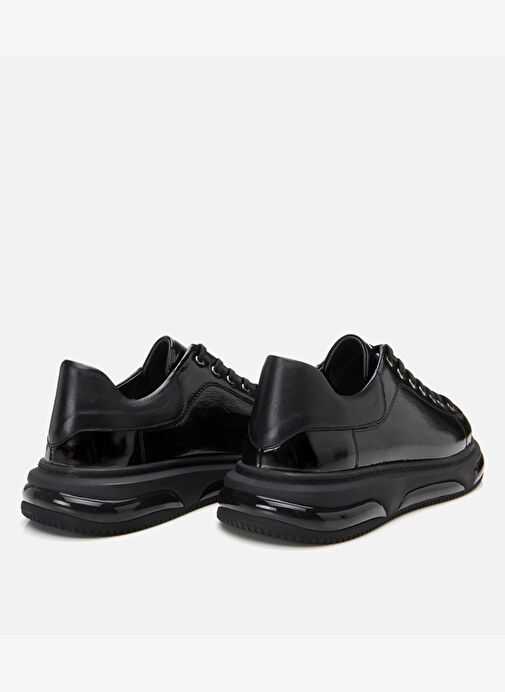 Erkek Rugan Deri Siyah Hafif Tabanlı Spor Ayakkabı - Görsel 6