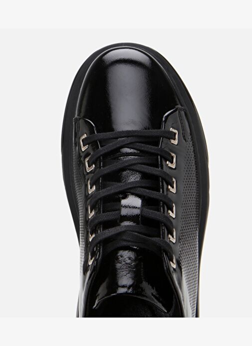 Erkek Rugan Deri Siyah Hafif Tabanlı Spor Ayakkabı - Görsel 5