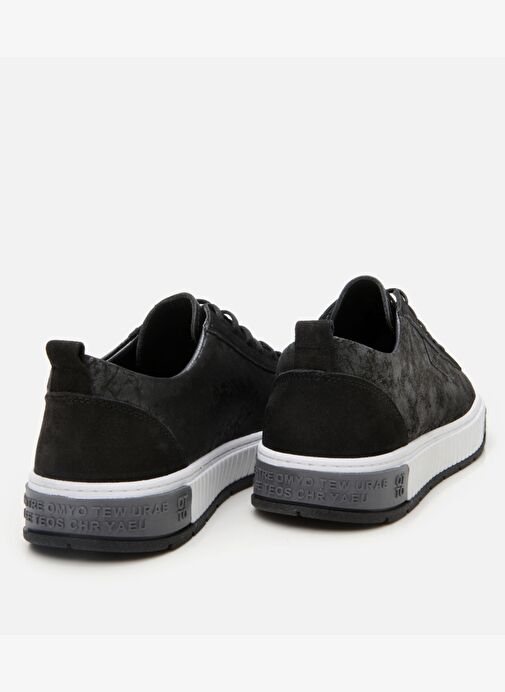 Erkek Deri Siyah Baskılı Spor Ayakkabı - Görsel 8