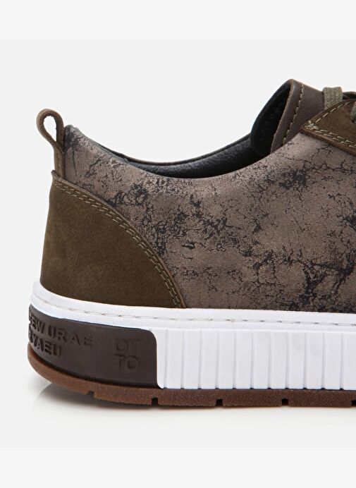 Erkek Deri Haki Baskılı Spor Ayakkabı - Görsel 5